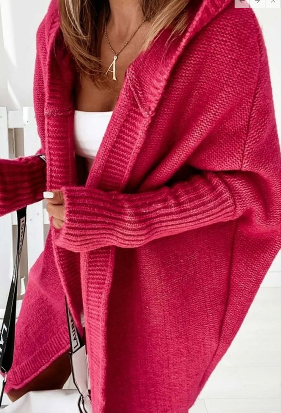 Leota | Elegante lange Strickjacke mit Kapuze für Frauen