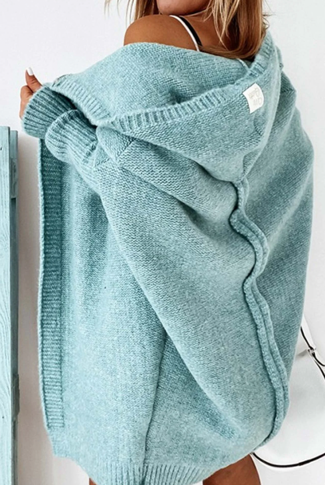 Leota | Elegante lange Strickjacke mit Kapuze für Frauen