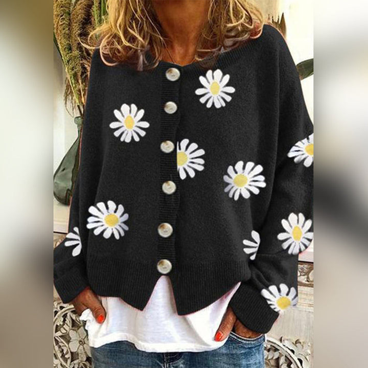 Andromeda | Oversize Blumenmuster Strickjacke
