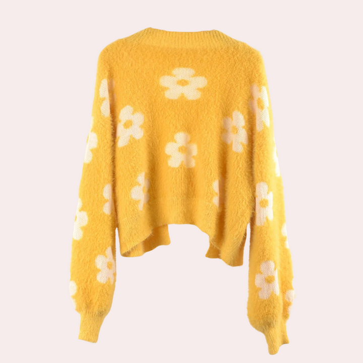 Nevaeh | Floraler Kuschelpullover mit Volants