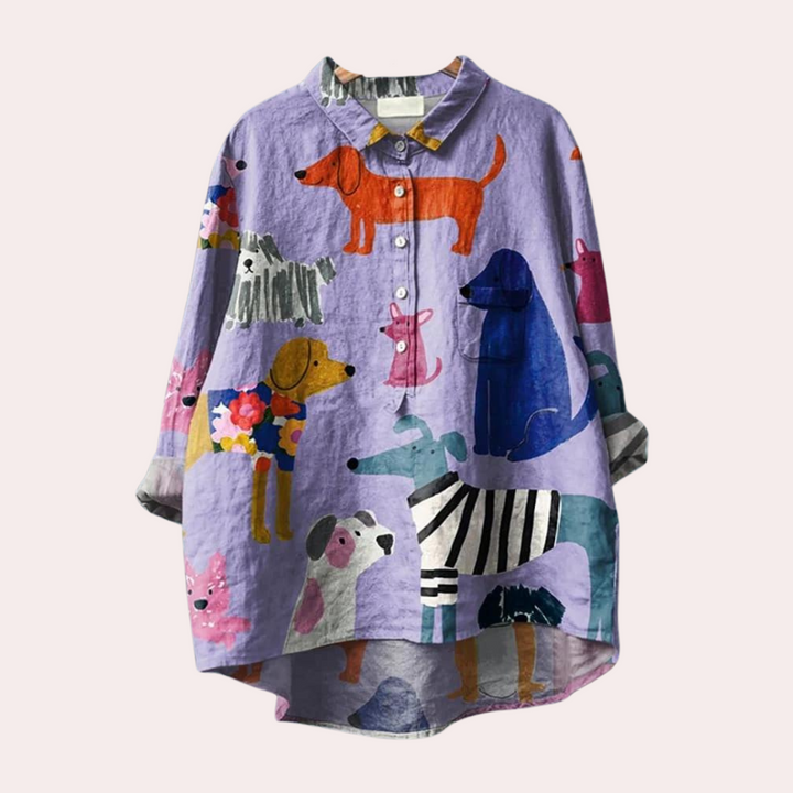 Albertine | Entspannte Hundedruck-Bluse