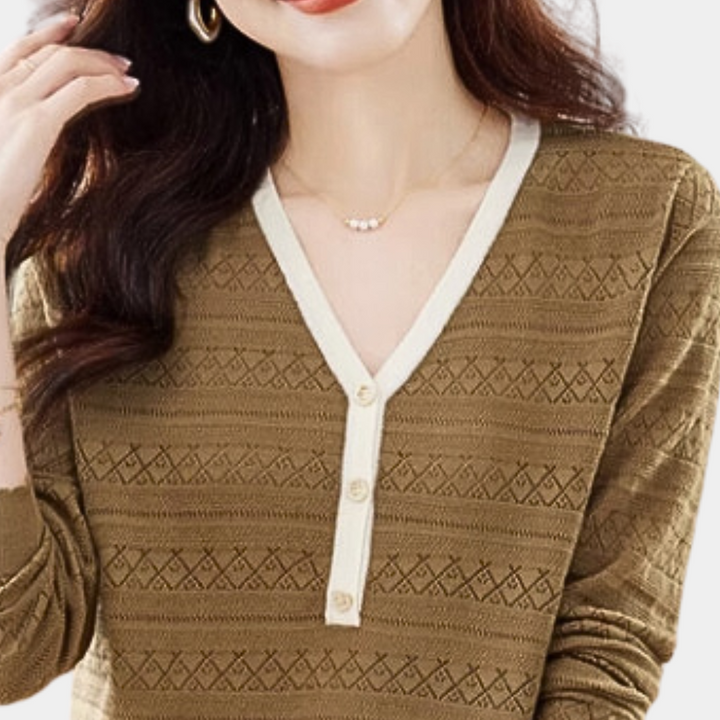 Kylara | Eleganter V-Ausschnitt-Pullover