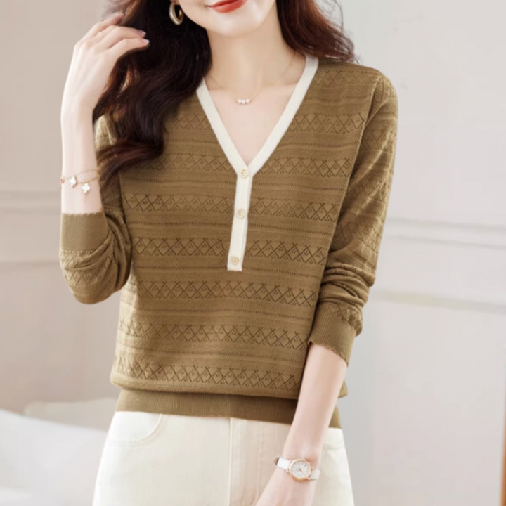 Kylara | Eleganter V-Ausschnitt-Pullover