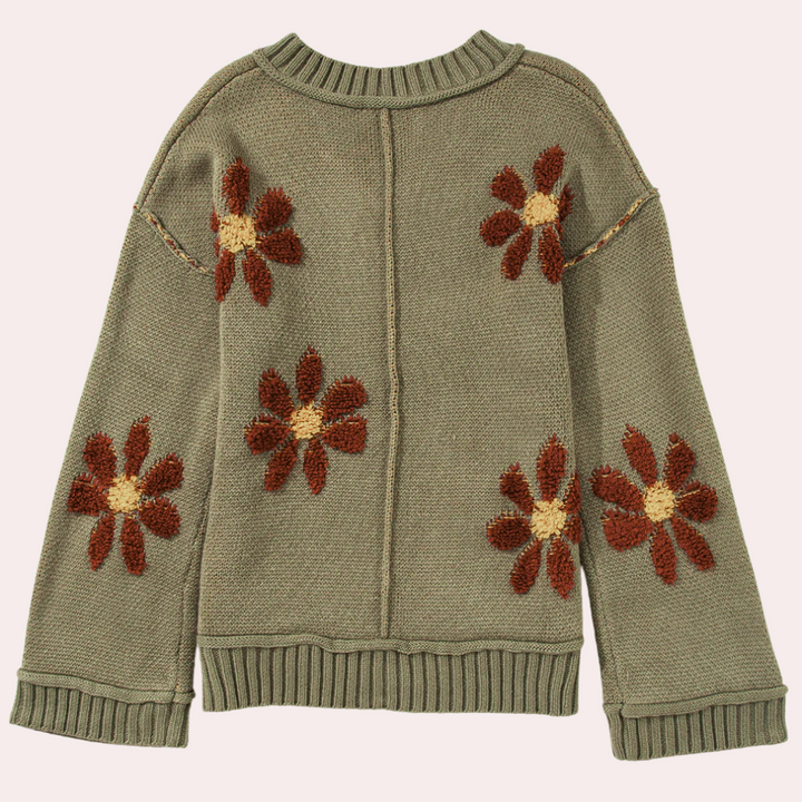 Alora | Floraler Strickpullover Damen