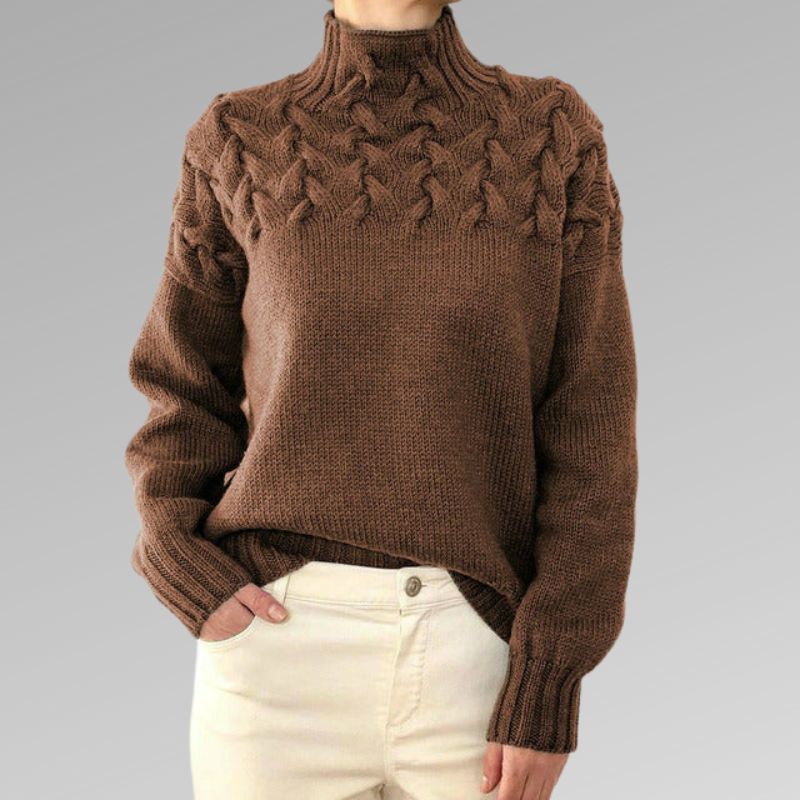 Delly |  Luxuriöser Pullover aus Wolle mit Zopfmuster für Frauen