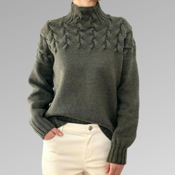 Delly |  Luxuriöser Pullover aus Wolle mit Zopfmuster für Frauen