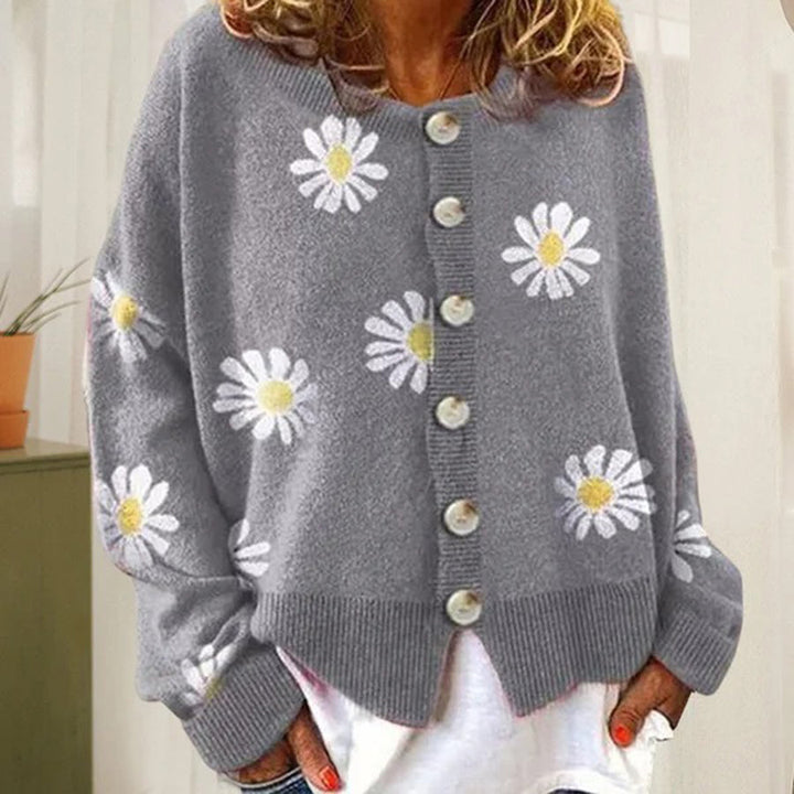 Andromeda | Oversize Blumenmuster Strickjacke
