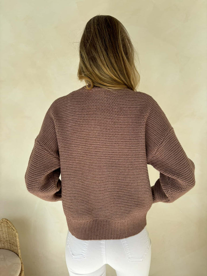Olivara | Grobstrickpullover Damen Braun
