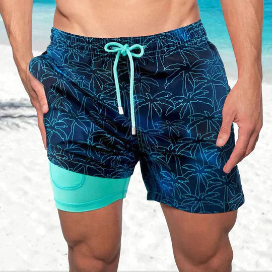 Acwulf | Schwarze Flamingo AquaFlex-Badeshorts