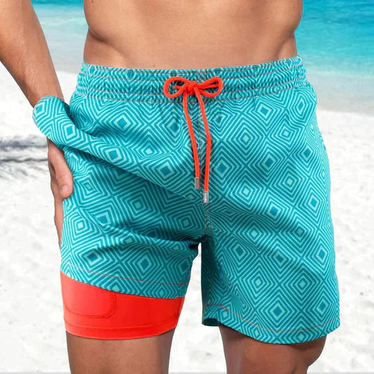 Acwulf | Schwarze Flamingo AquaFlex-Badeshorts