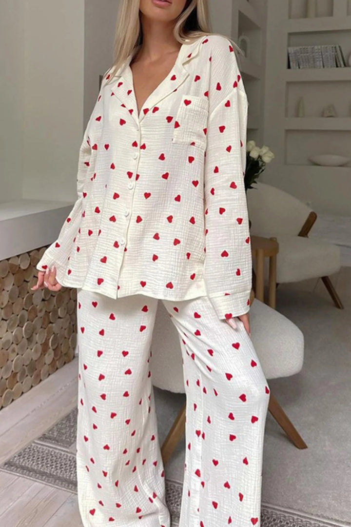 Carley | Zweiteiliger Pyjama mit kuscheligem Herzmuster