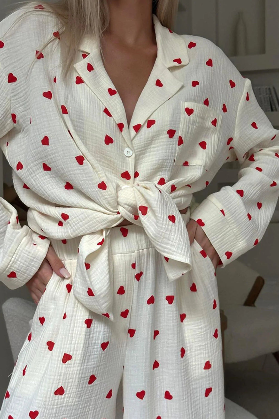 Carley | Zweiteiliger Pyjama mit kuscheligem Herzmuster