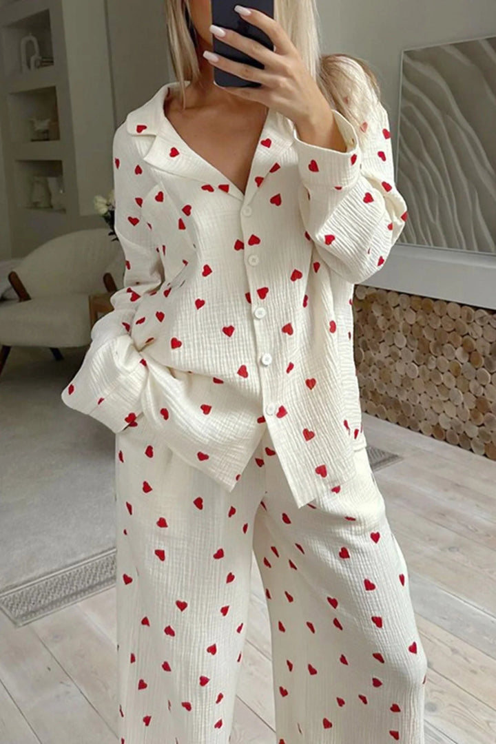 Carley | Zweiteiliger Pyjama mit kuscheligem Herzmuster