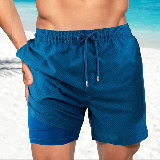 Acwulf | Schwarze Flamingo AquaFlex-Badeshorts
