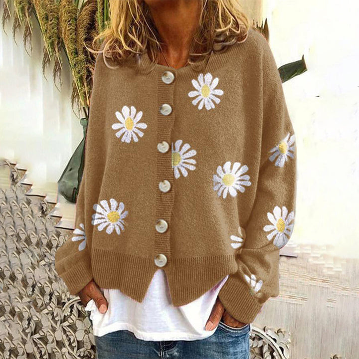 Andromeda | Oversize Blumenmuster Strickjacke