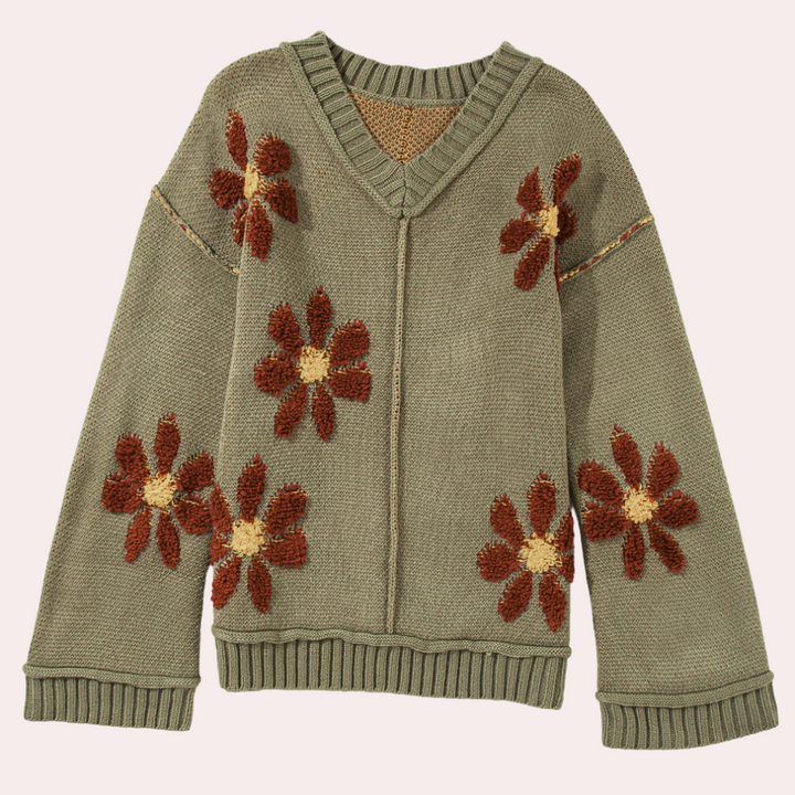 Alora | Floraler Strickpullover Damen