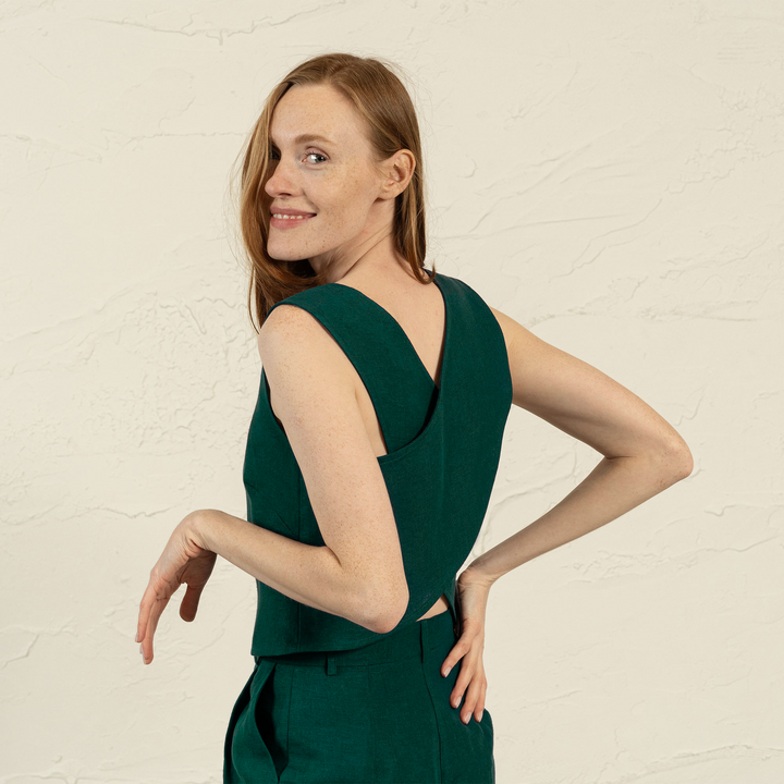 Caecilia | Leinen Cross-Back Crop Top