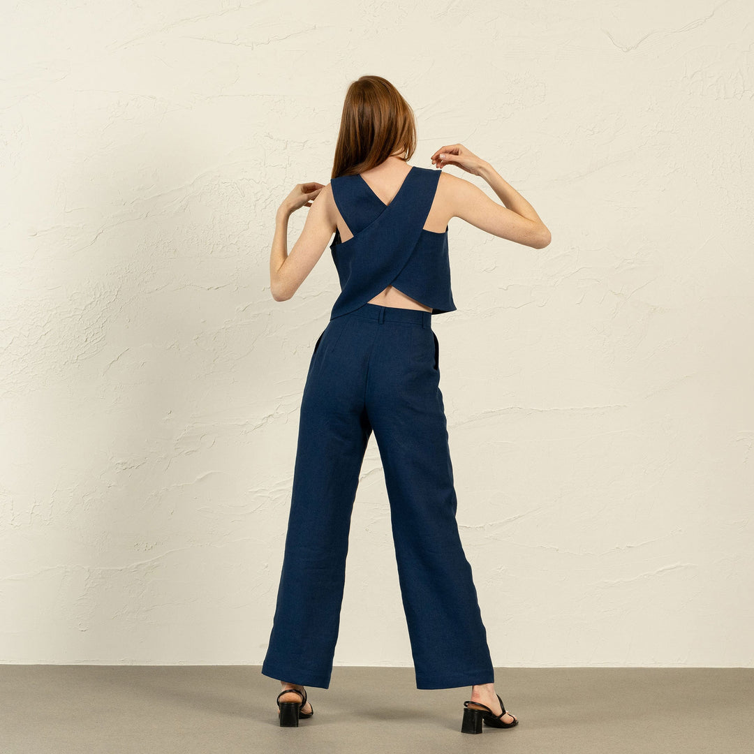 Caecilia | Leinen Cross-Back Crop Top