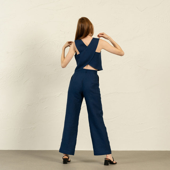 Caecilia | Leinen Cross-Back Crop Top