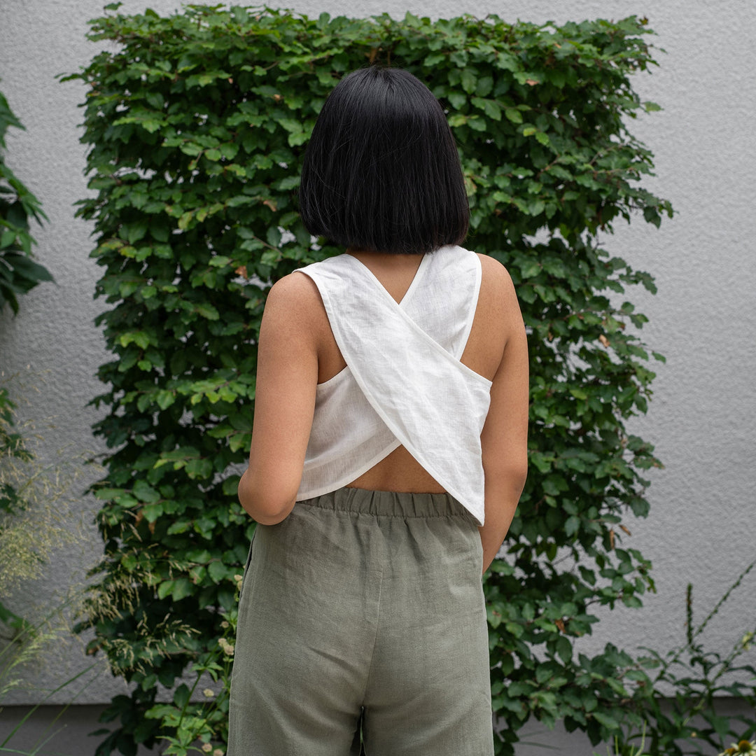 Caecilia | Leinen Cross-Back Crop Top