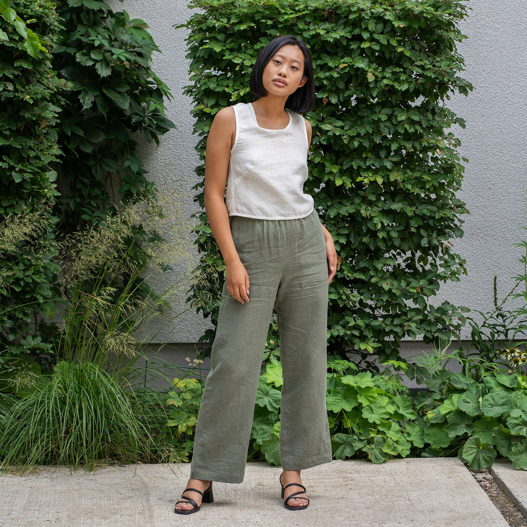 Caecilia | Leinen Cross-Back Crop Top