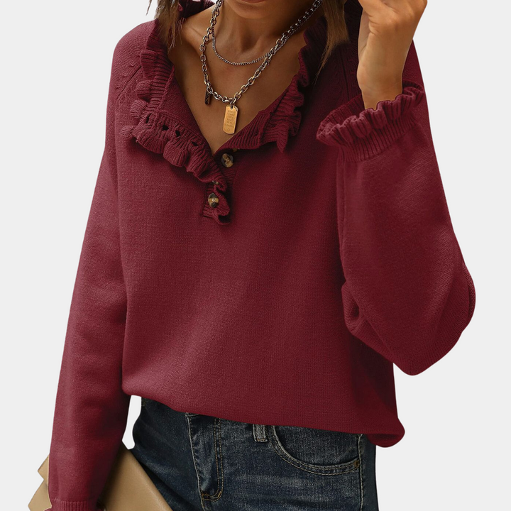 Lilac | Moderner Rüschenpullover für Damen