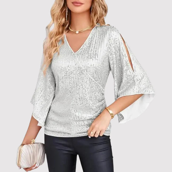 Caprice | Glitzertop mit Flatterärmeln