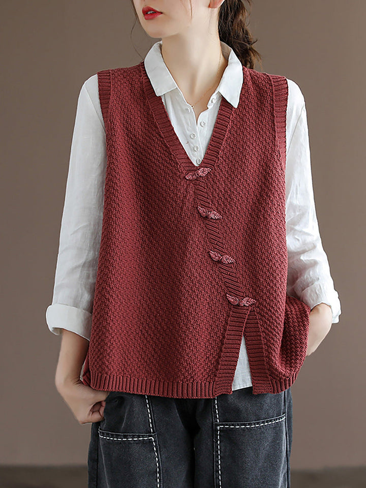 Lilwen | Damen Knopfleiste Strickweste Weste Pullover