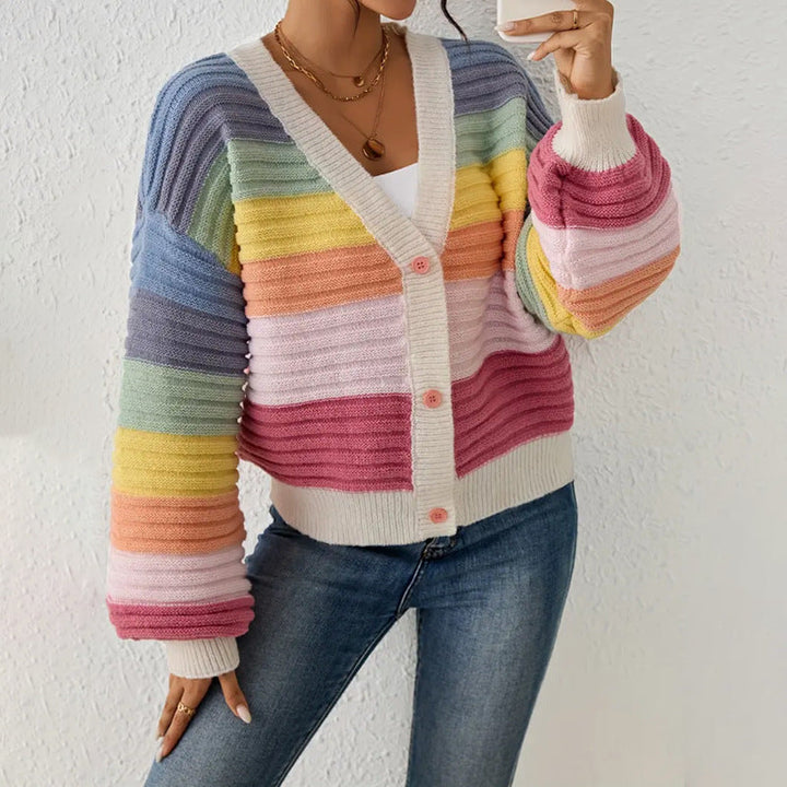 Gweneira | Gestreifter Oversize Strickcardigan
