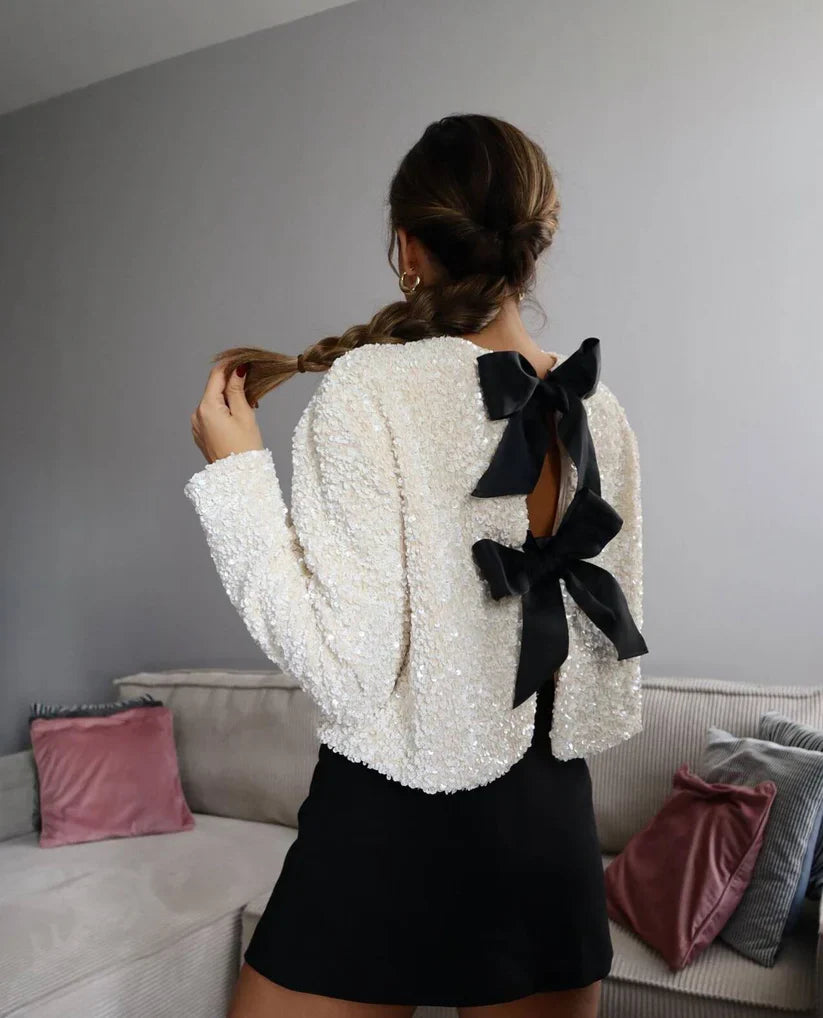 Alfonsine | Paillettenbluse mit Schleife