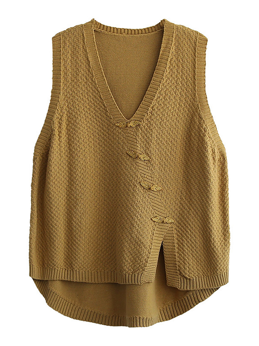 Lilwen | Damen Knopfleiste Strickweste Weste Pullover
