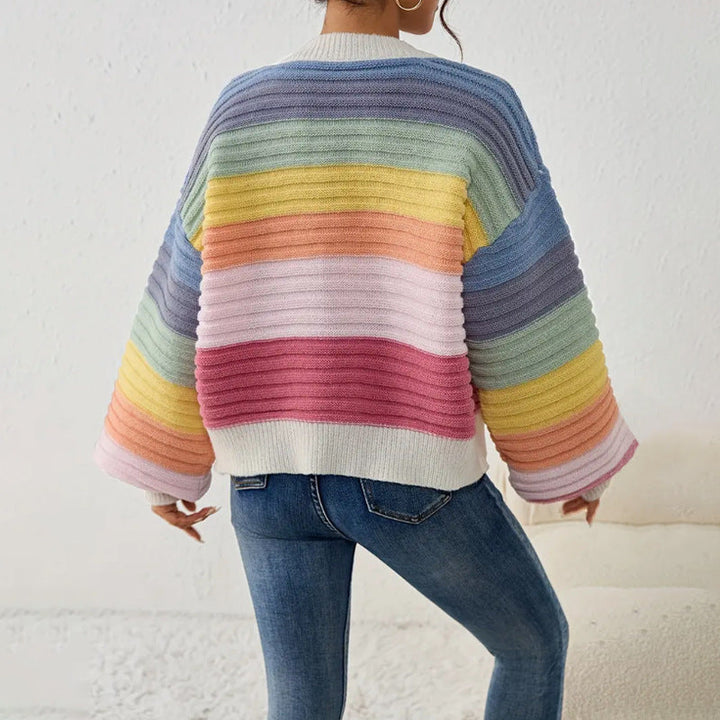 Gweneira | Gestreifter Oversize Strickcardigan