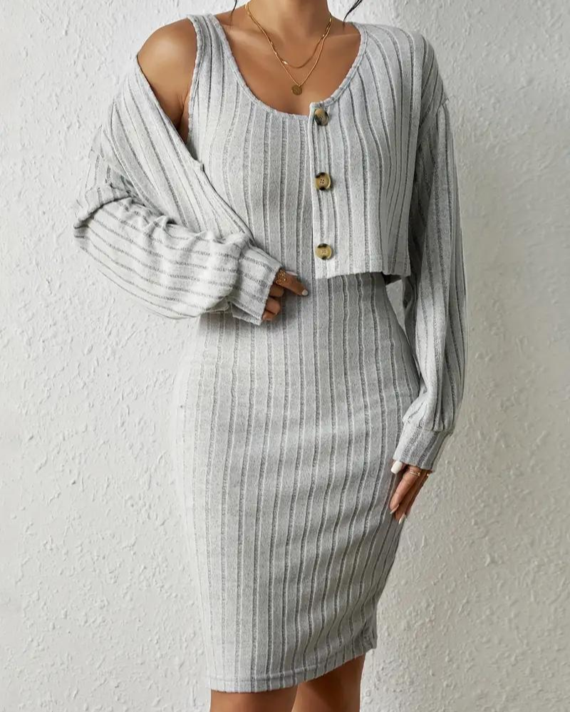 Kivela | Strick Kleid & Cardigan Set