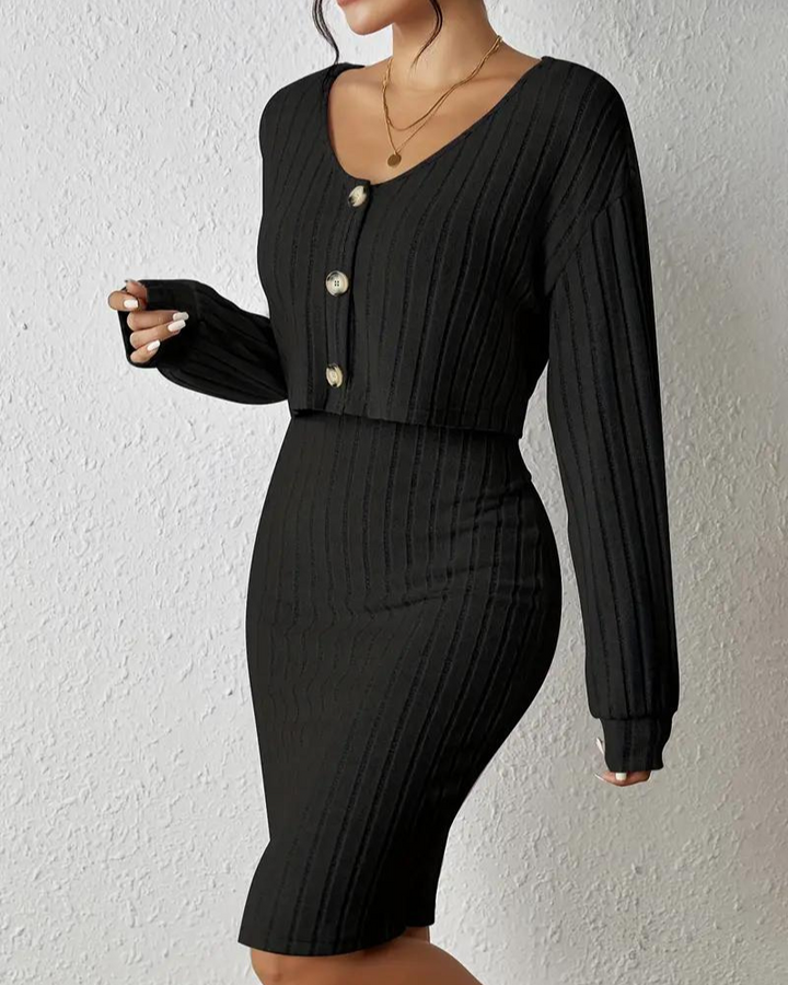 Kivela | Strick Kleid & Cardigan Set