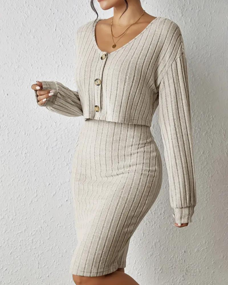 Kivela | Strick Kleid & Cardigan Set