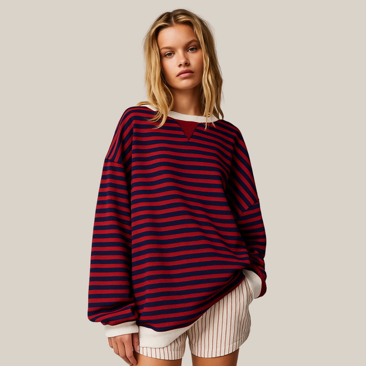 Preslea | Gestreifter Oversize-Strickpullover
