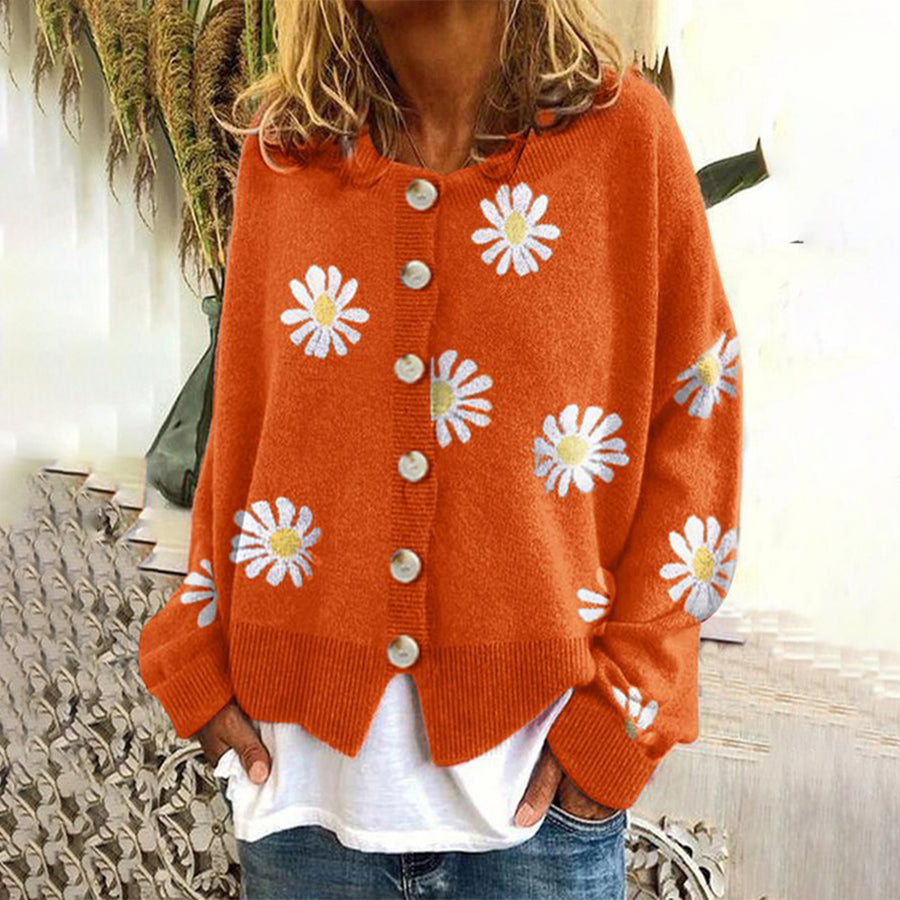 Andromeda | Oversize Blumenmuster Strickjacke