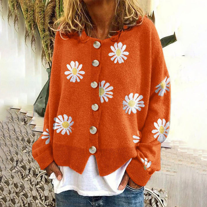 Andromeda | Oversize Blumenmuster Strickjacke