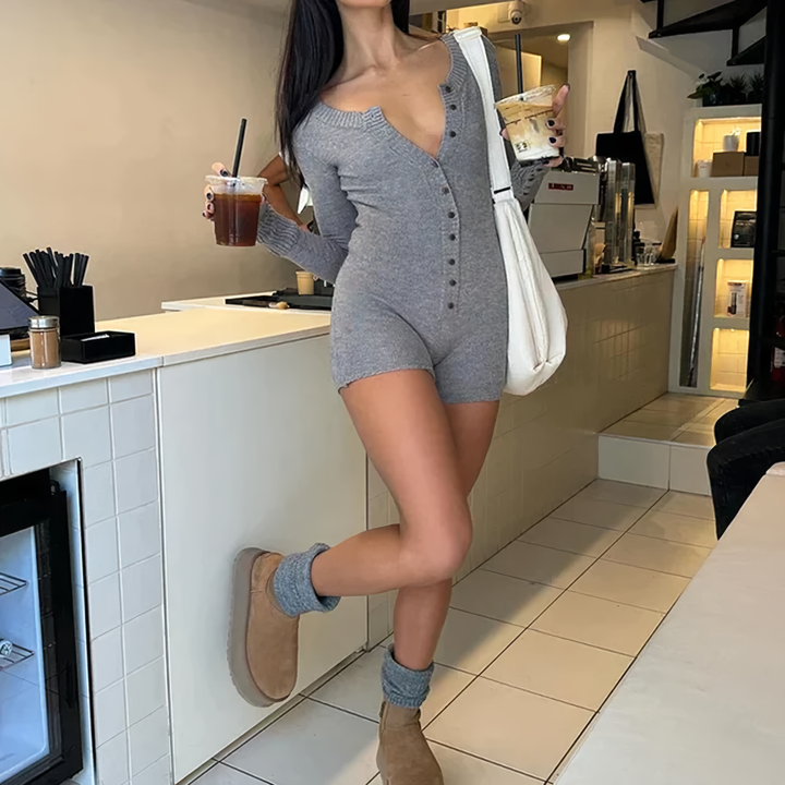 Zirelia | Graue Stretch-Jumpsuit