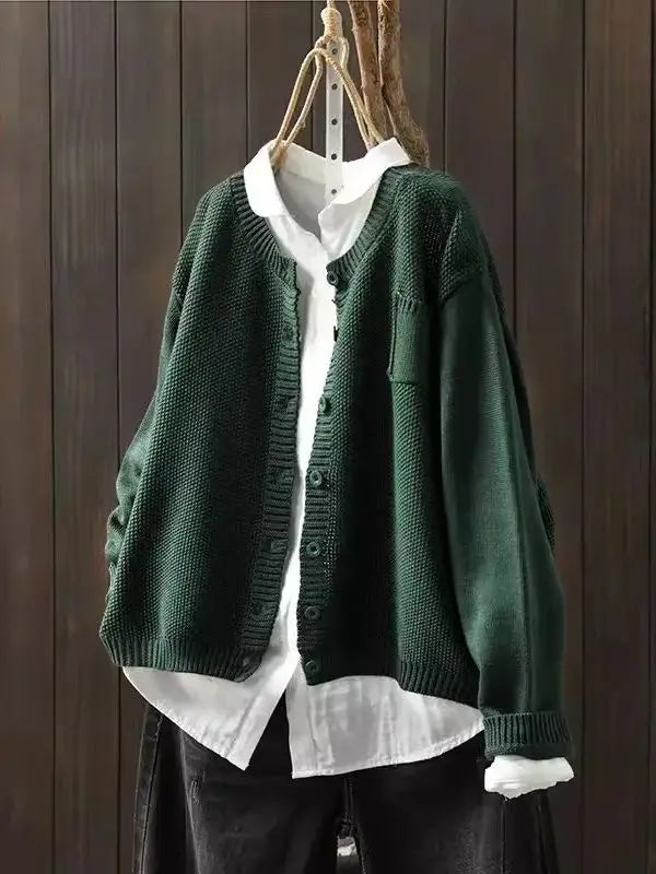 Allia | Einfarbiger Cardigan-Pullover