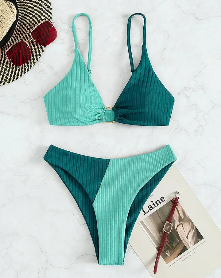 Aurelia | Zweifarbiger High-Waist-Bikini
