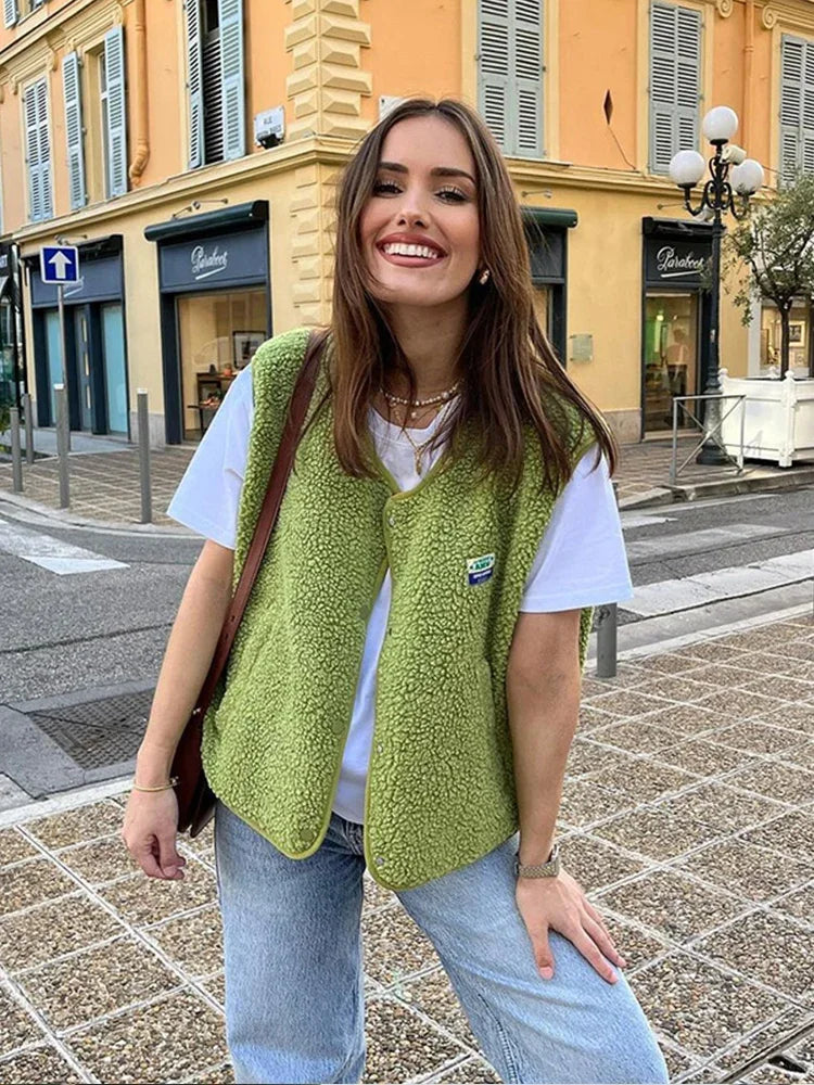 Aisa | Fleece Weste Damen Oversize