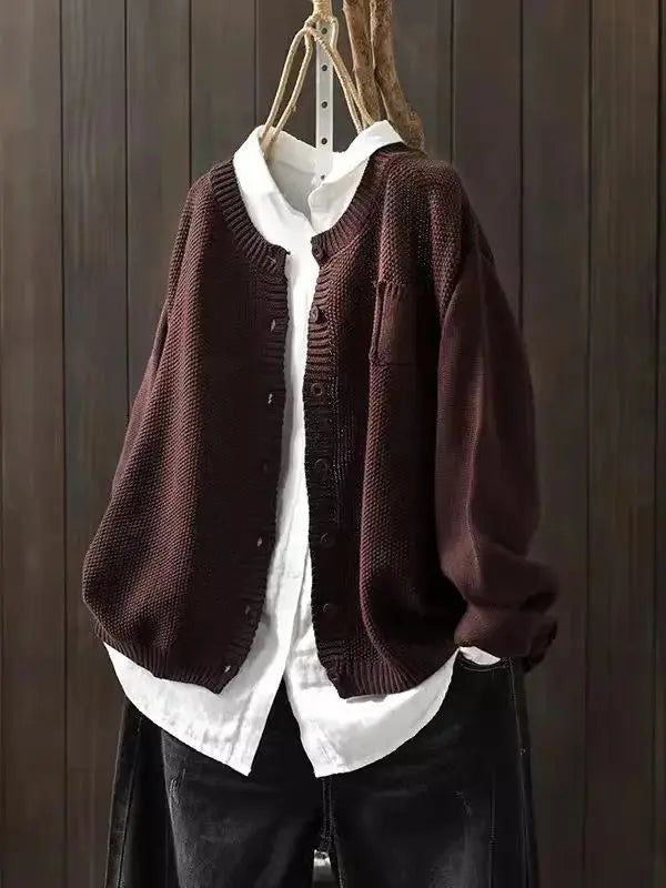Allia | Einfarbiger Cardigan-Pullover