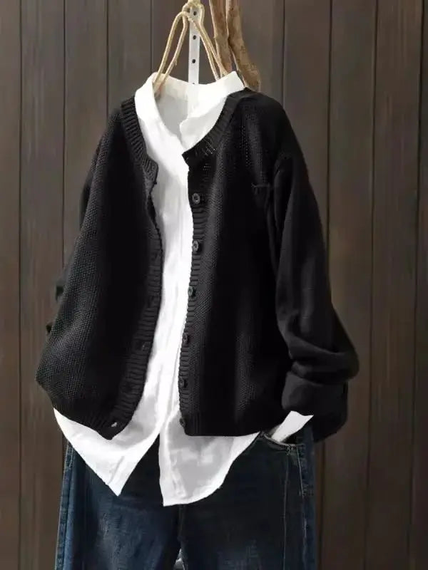Allia | Einfarbiger Cardigan-Pullover