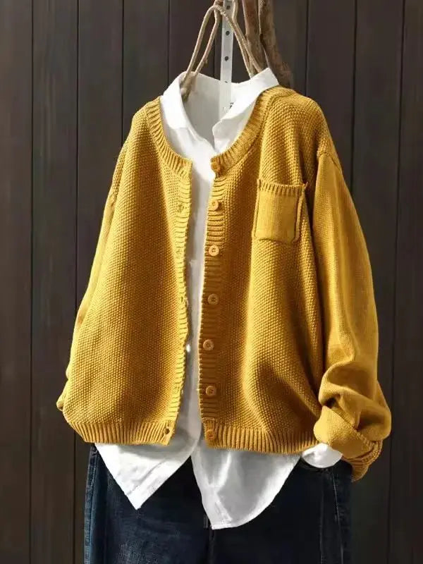Allia | Einfarbiger Cardigan-Pullover