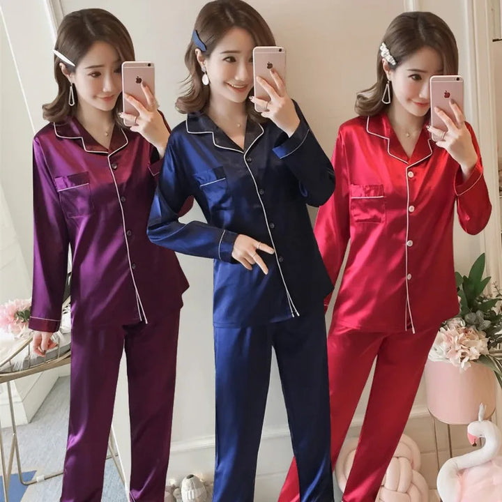Hilaria | Seidensatin Damenpyjamas