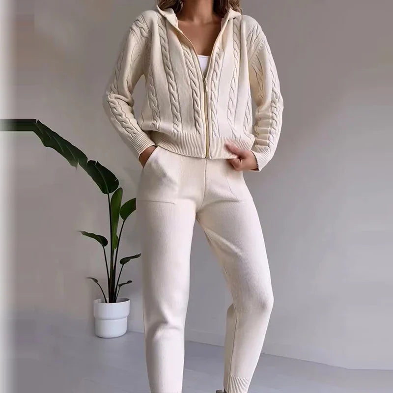 Ismeria | Elegantes zweiteiliges Damen-Strickjacken-Loungewear-Set