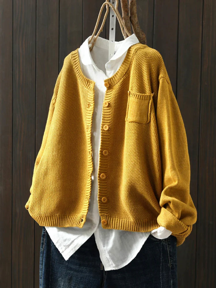 Allia | Einfarbiger Cardigan-Pullover