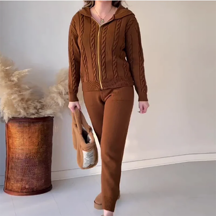 Ismeria | Elegantes zweiteiliges Damen-Strickjacken-Loungewear-Set