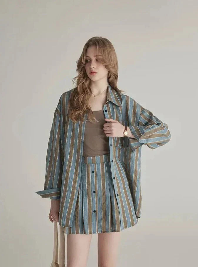 Kalys | Gestreiftes Shirt-Rock-Set Damen